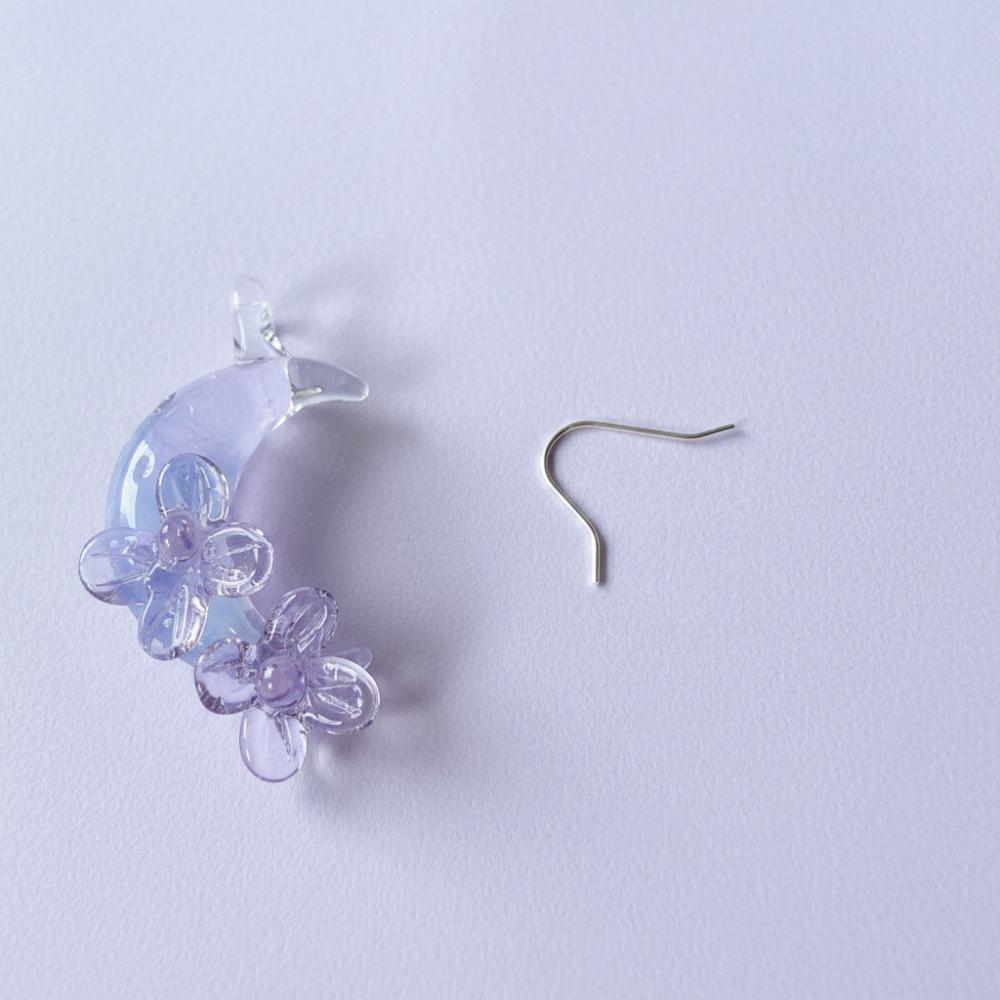 LuminaGlaze Handmade Original Purple Moon Floral Glass Pendant, Crystal DIY Charm for Jewelry Making (Cord Not Included) – product image 8