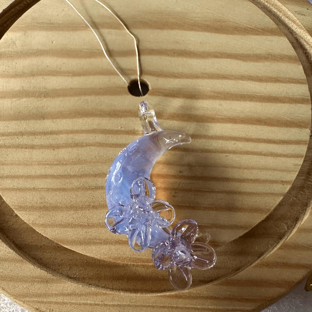 LuminaGlaze Handmade Moon & Blossom Translucent Glass Pendant, Crystal Craft for DIY Necklaces & Bracelets, Elegant Ornament & – product image 8