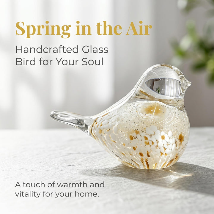 Hand-Blown Glass Bird Sculpture - art glass Home Decor Accessory for Interior Styling (Jewelry Accessories &