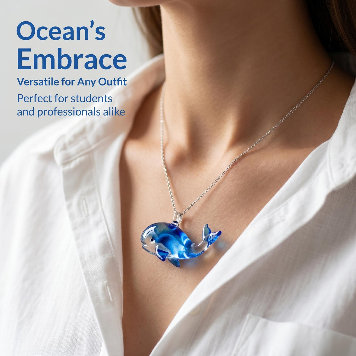 Hand-Blown Glass Whale Pendant - art glass Jewelry Accessory for Daily & Special Occasions Use