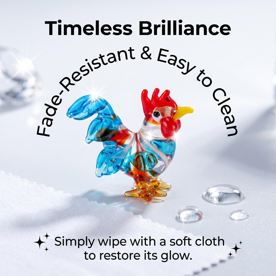 LuminaGlaze Hand-Blown Glass Rooster – product image 1
