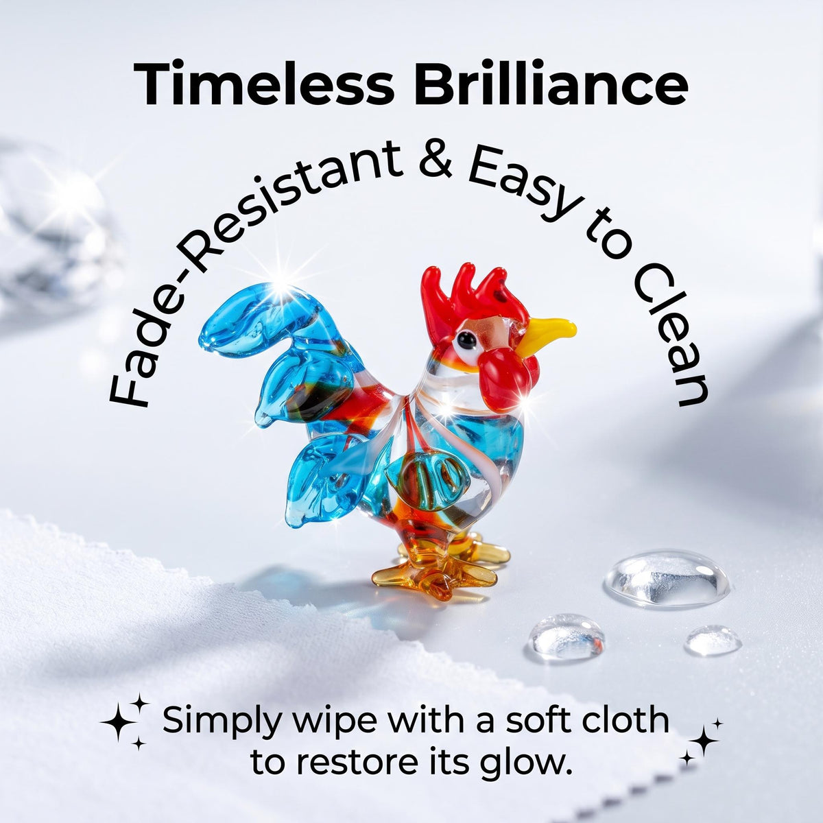 LuminaGlaze Hand-Blown Glass Rooster – product image 1