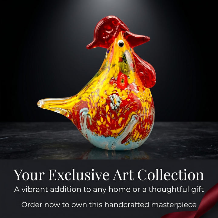 LuminaGlaze Handmade Painted Glass Rooster Figurine, Intangible Cultural Heritage Oriental Art Collectible Decor – product image 1