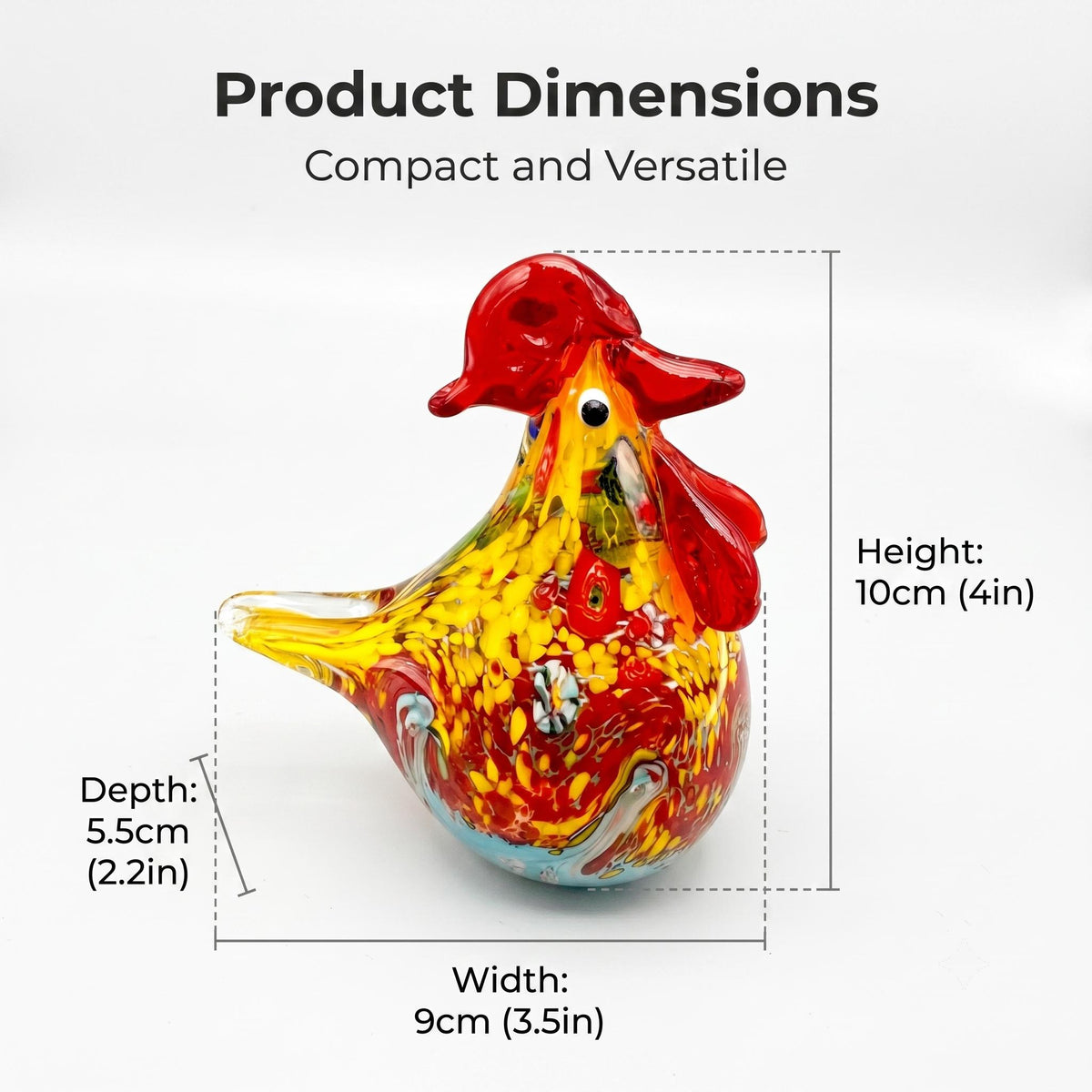 LuminaGlaze Hand-Blown Glass Rooster – product image 7