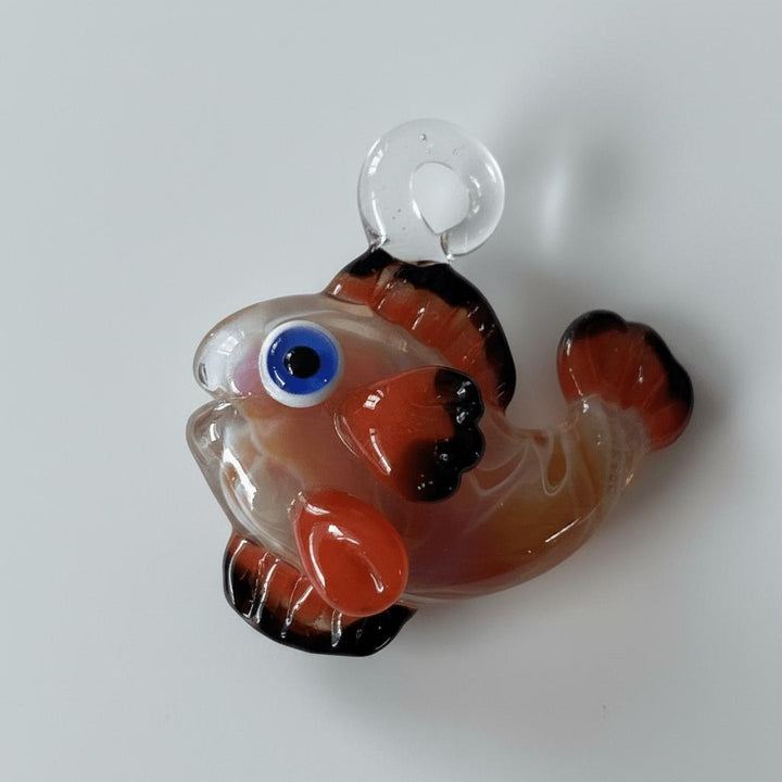LuminaGlaze Handmade Cute Clownfish Glass Pendant, Crystal DIY Charm for Necklaces & Bracelets, Lovely Car Ornament & Exquisite – product image 1