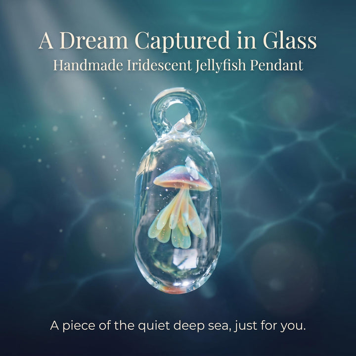 LuminaGlaze Handmade Iridescent Glass Jellyfish Pendant - art glass Ocean Charm, Versatile Jewelry Accessory for Necklaces, Gifts – product image 1