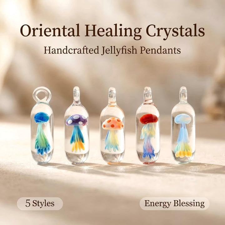 LuminaGlaze Hand Blown Glass Jellyfish Pendant Necklace – product image 1