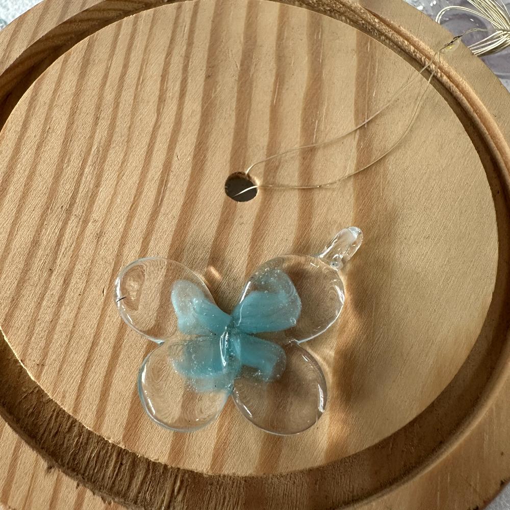 LuminaGlaze Handmade Gradient Blue Butterfly Glass Pendant, Crystal DIY Charm for Necklaces & Bracelets, Elegant Handicraft, – product image 8
