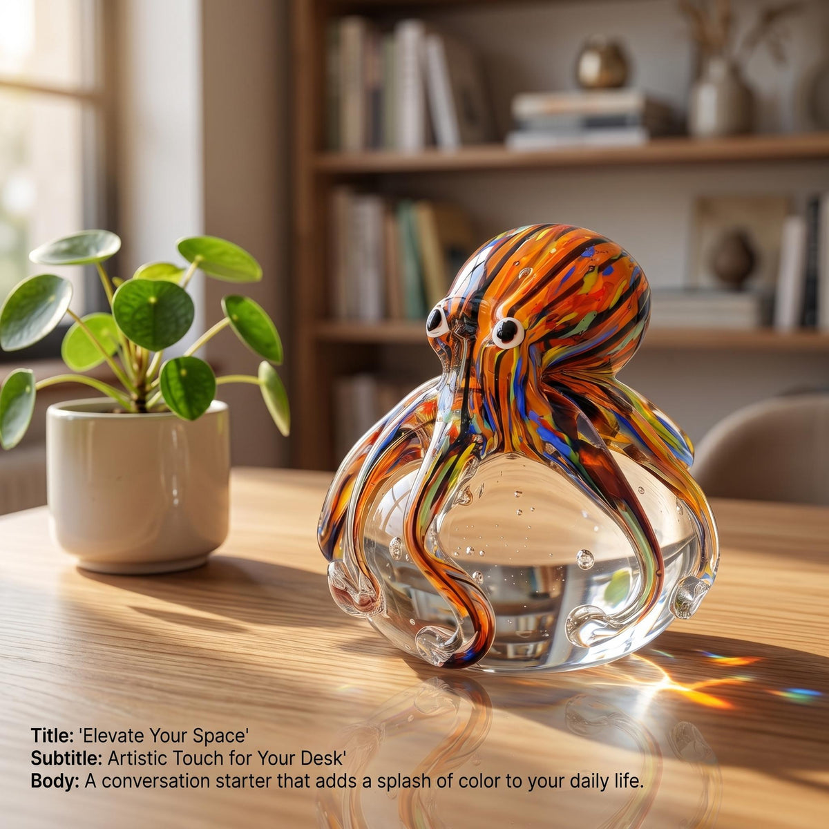 LuminaGlaze Lampwork Glass Octopus art glass Decoration, Jewelry Accessory Derivative with Sunlight-Triggered Light Refraction – product image 3