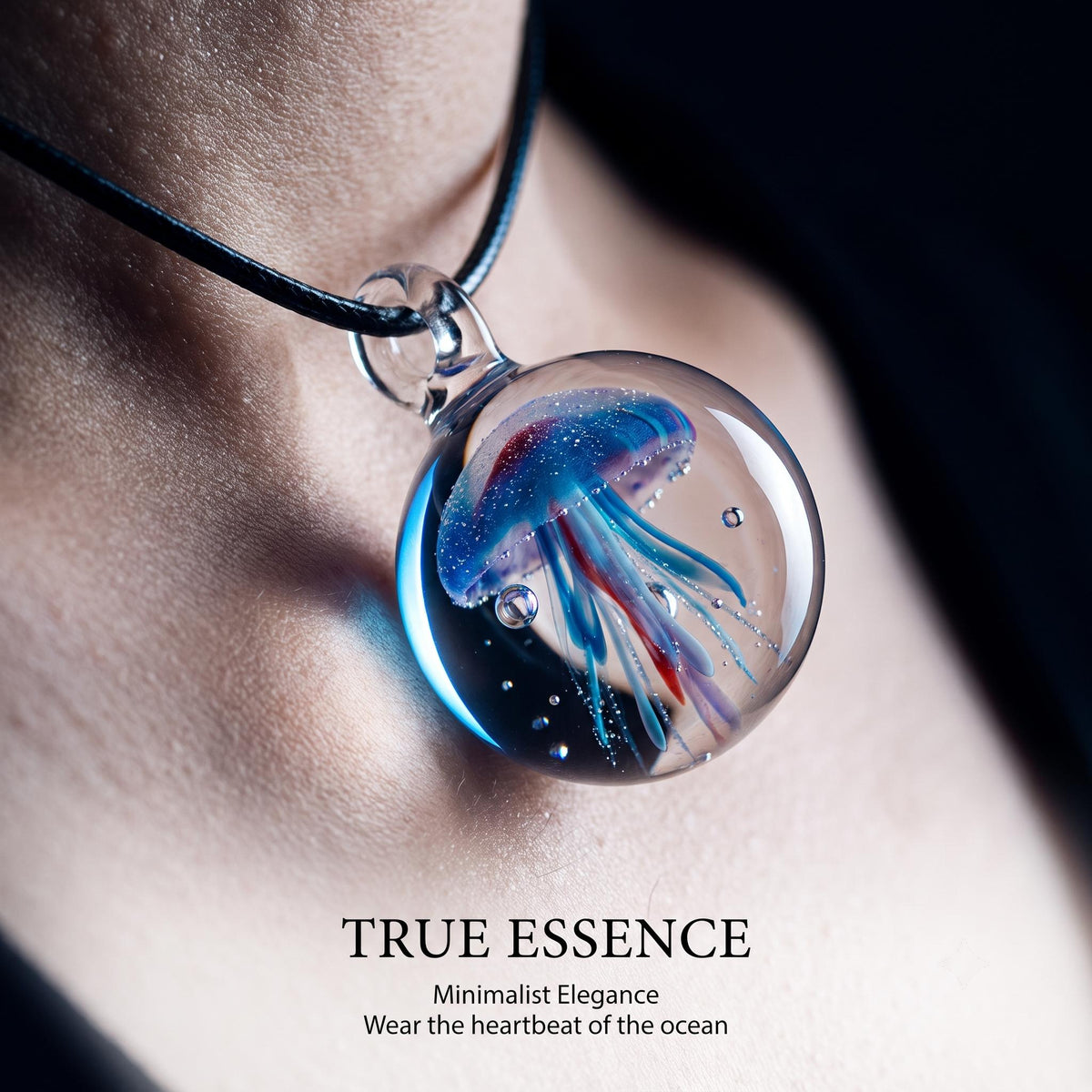 LuminaGlaze Gradient Blue Round Glass Necklace Pendant Handmade Art Glass Jewelry Charm 3.5 x 2 cm Gift for Women,Chain Not – product image 6