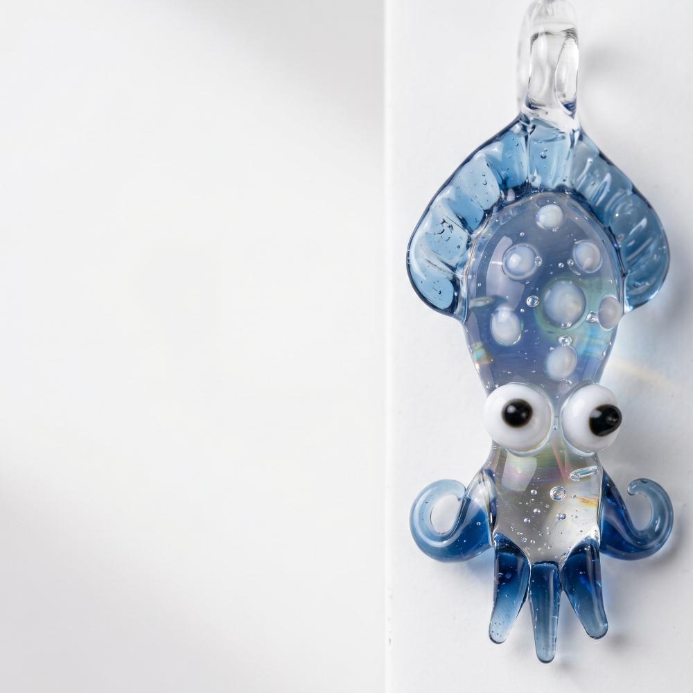 LuminaGlaze Handmade 3D Cuttlefish Crystal Glass Pendant, Premium Ocean-themed Craft. Suitable for DIY necklaces, bracelets, home – product image 1