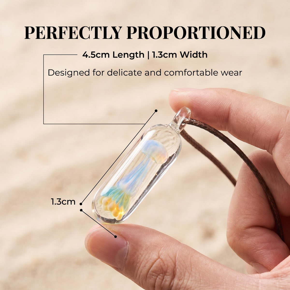 LuminaGlaze Jellyfish Glass Pendant Handmade Ocean Charm Necklace Pendant 4.5 x 1.3 cm Gift for Women, Chain Not Included – product image 4