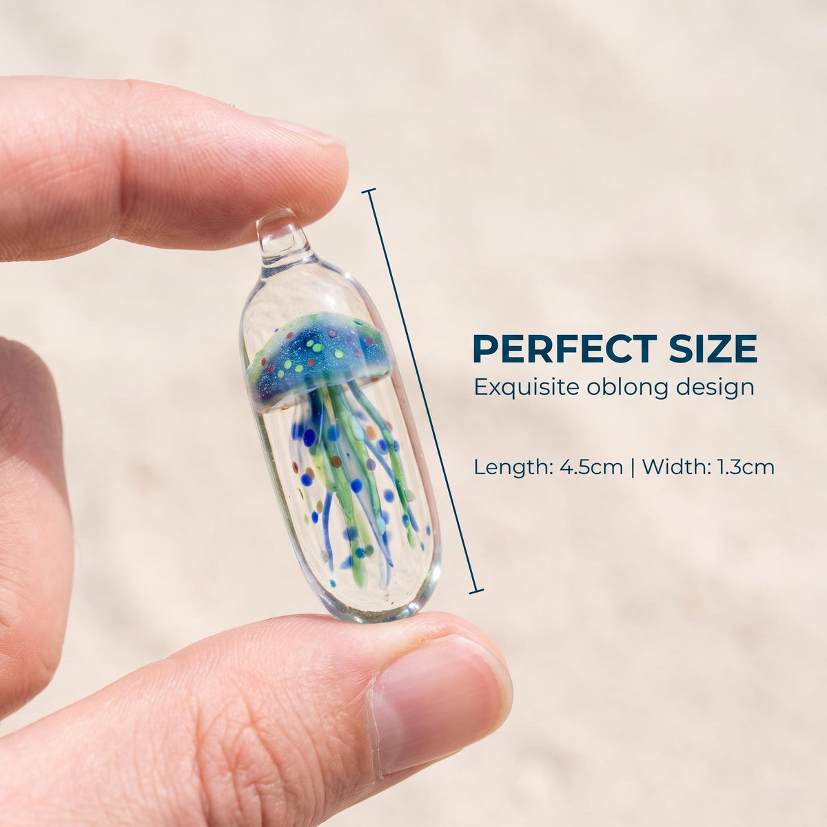 LuminaGlaze Gradient Jellyfish Glass Pendant Handmade Ocean Charm Necklace Pendant 4.5 x 1.3 cm Gift for Women, Chain Not Included – product image 3