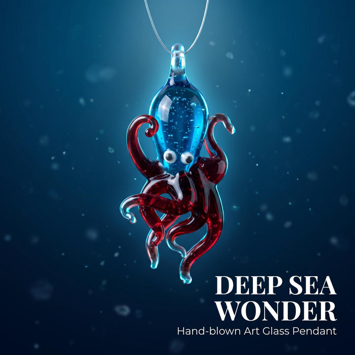 LuminaGlaze Red Octopus Glass Pendant Handmade Ocean Charm Necklace Pendant for Women Gift, Chain Not Included – product image 1