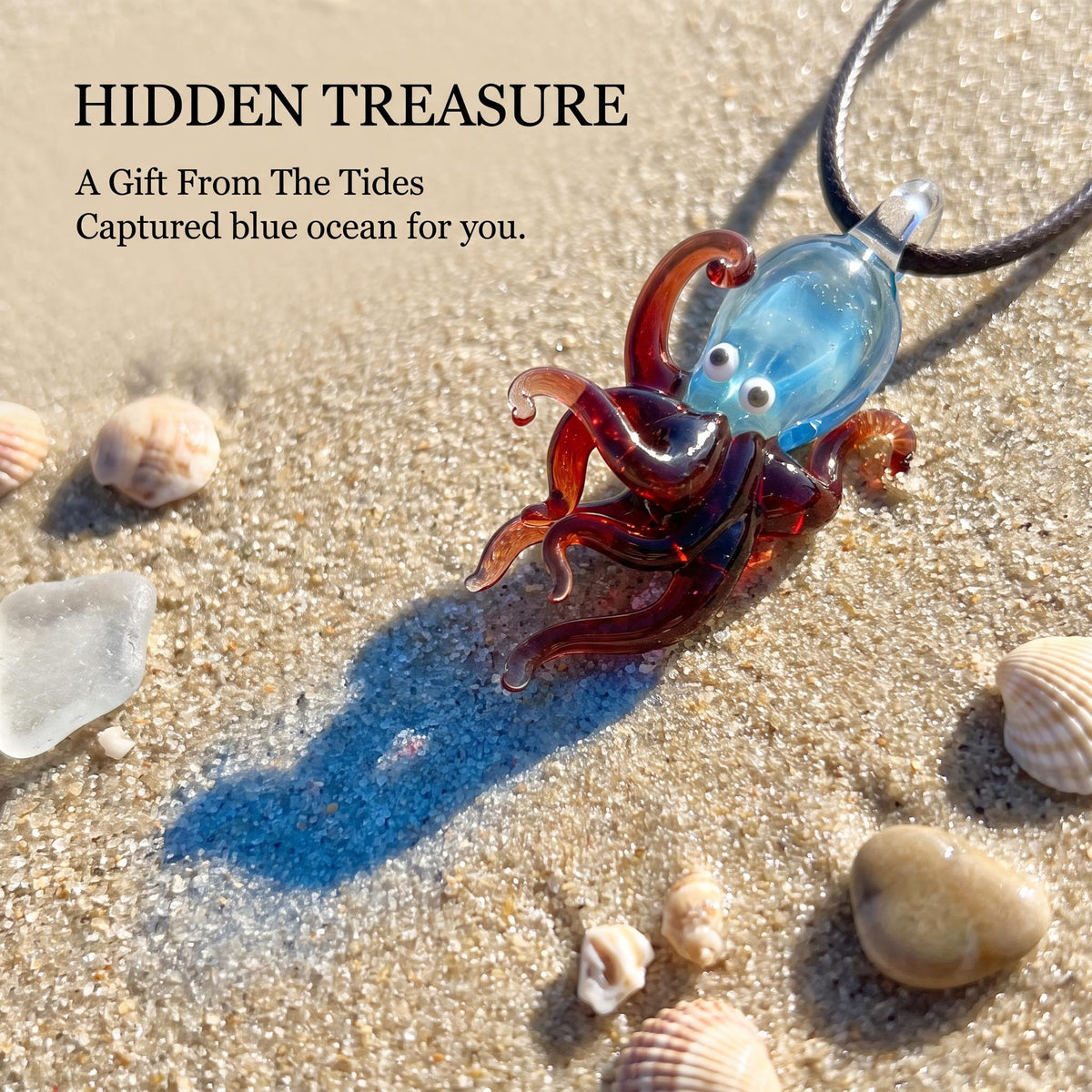 LuminaGlaze Red Octopus Glass Pendant Handmade Ocean Charm Necklace Pendant for Women Gift, Chain Not Included – product image 4