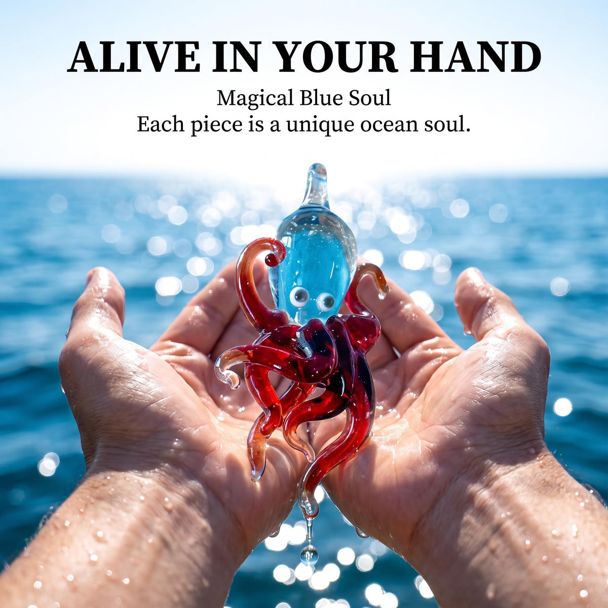 LuminaGlaze Red Octopus Glass Pendant Handmade Ocean Charm Necklace Pendant for Women Gift, Chain Not Included – product image 7