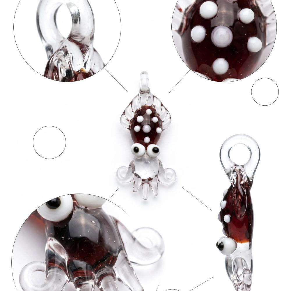 LuminaGlaze Handmade 3D Cuttlefish Crystal Glass Pendant, High-end Ocean-style Ornament, Versatile for DIY Necklaces, Bracelets & – product image 1