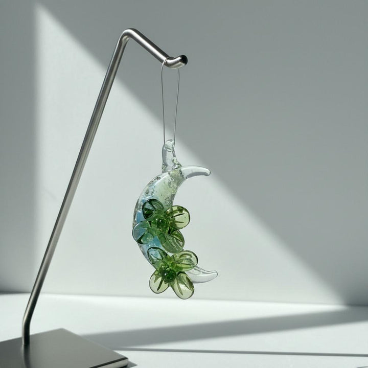 LuminaGlaze Handmade Moon Forest Themed Glass Pendant, Green Forest Style DIY Charm for Necklace & Bracelet (Cord Not Included) – product image 1