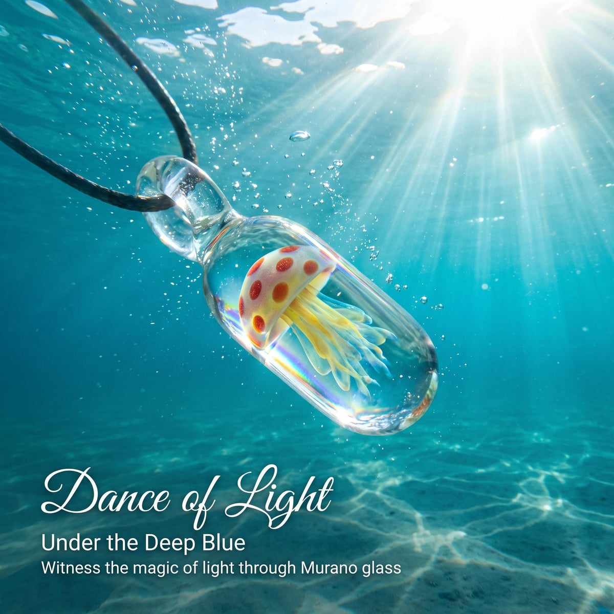LuminaGlaze Multi-Tone Gradient Round Glass Jellyfish Pendant – product image 1