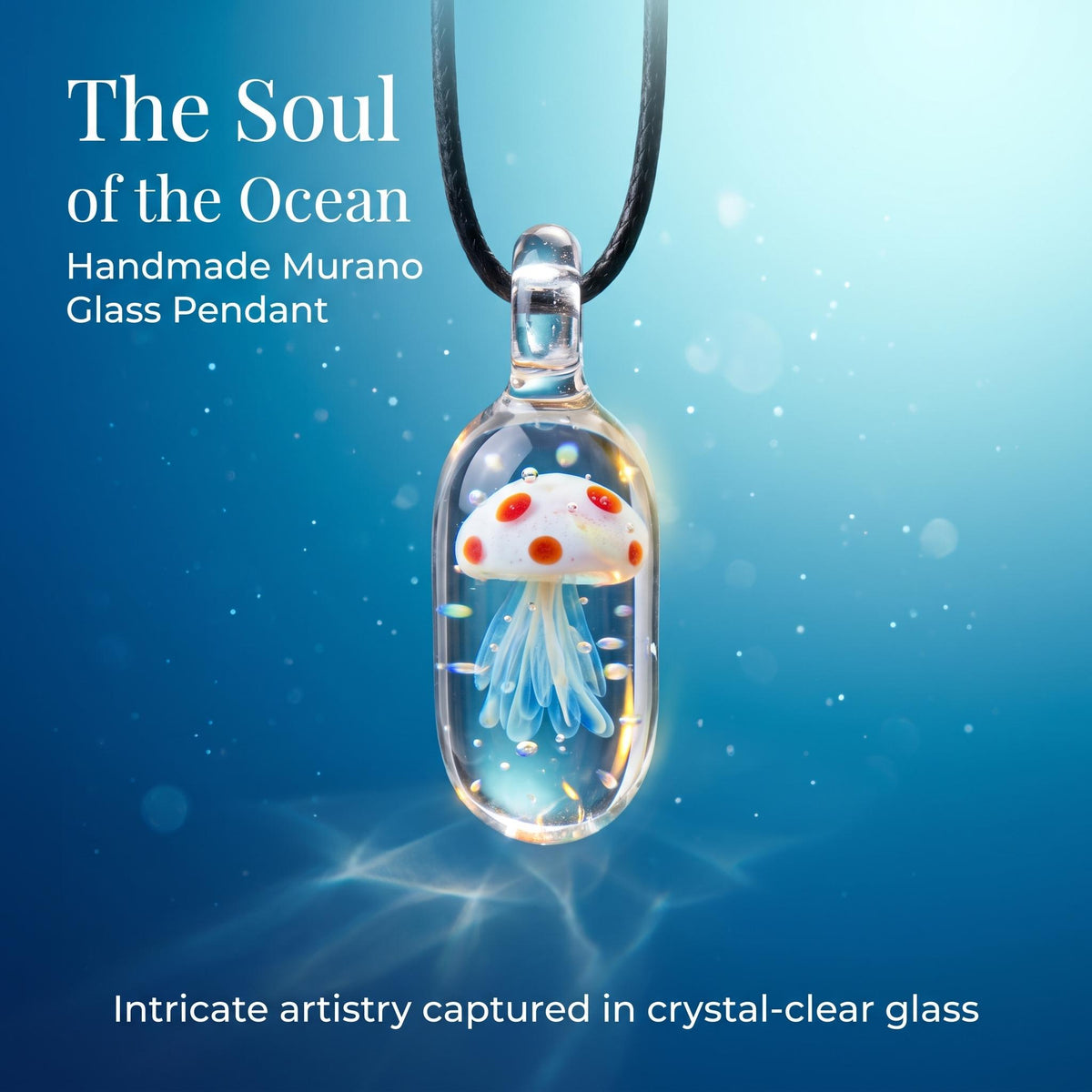 LuminaGlaze Multi-Tone Gradient Round Glass Jellyfish Pendant – product image 2