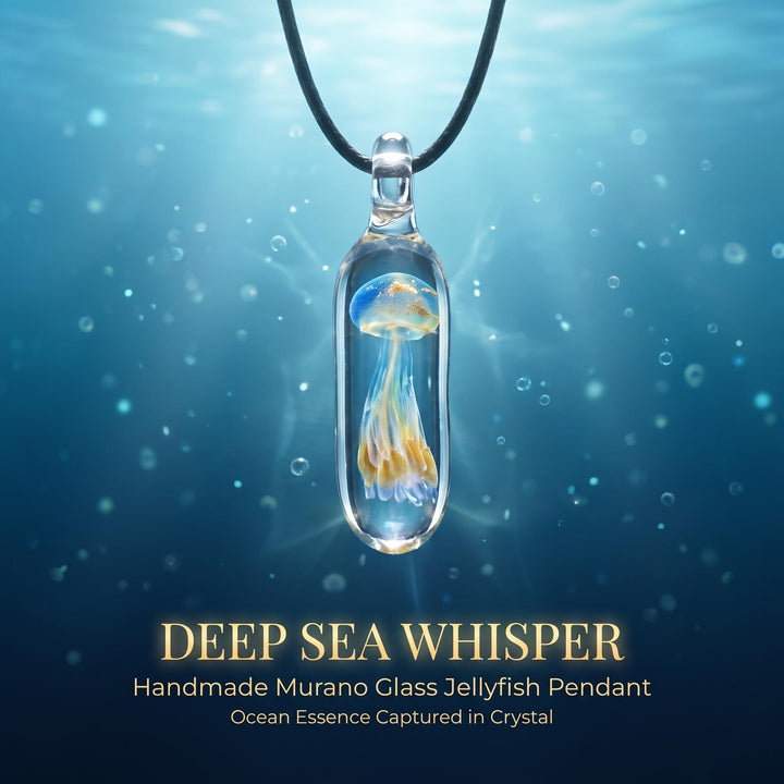 LuminaGlaze Iridescent Jellyfish Glass Pendant Handmade Ocean Charm Necklace Pendant 4.5 x 1.3 cm Gift for Women, Chain Not – product image 1