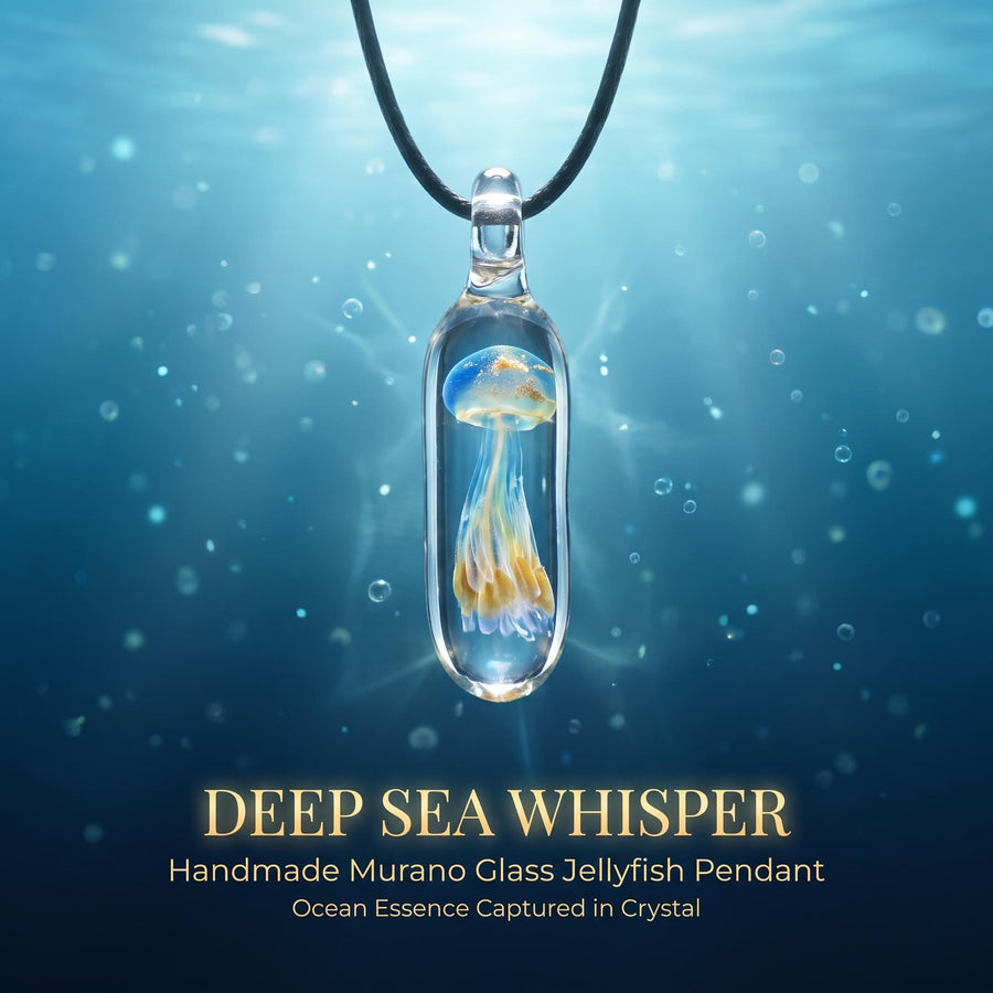 LuminaGlaze Iridescent Jellyfish Glass Pendant Handmade Ocean Charm Necklace Pendant 4.5 x 1.3 cm Gift for Women, Chain Not – product image 1