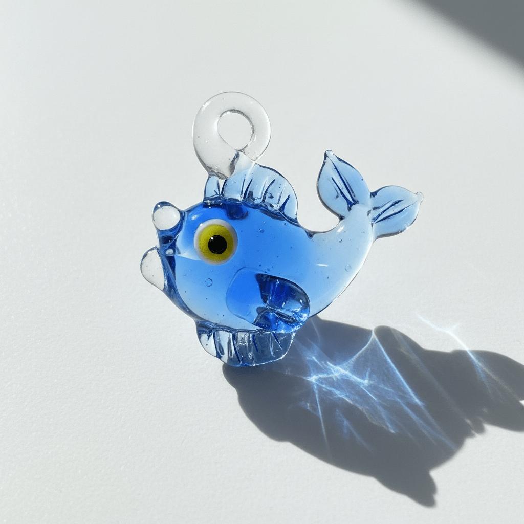 LuminaGlaze Handmade Blue Fish Crystal Glass Pendant, Versatile Handicraft for DIY Jewelry, Car and Window Decoration (Cord Not – product image 1