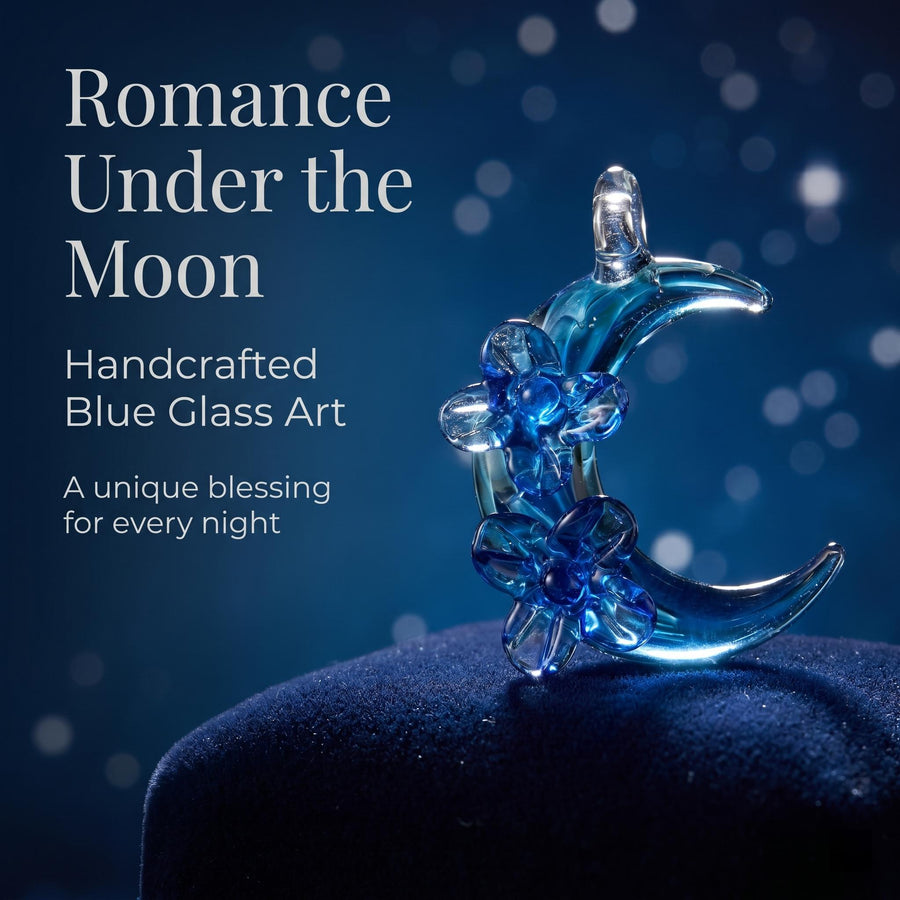 LuminaGlaze Hand-Blown Blue Moon art glass Pendant Necklace, Jewelry Accessory for Romantic Daily Wear – product image 1