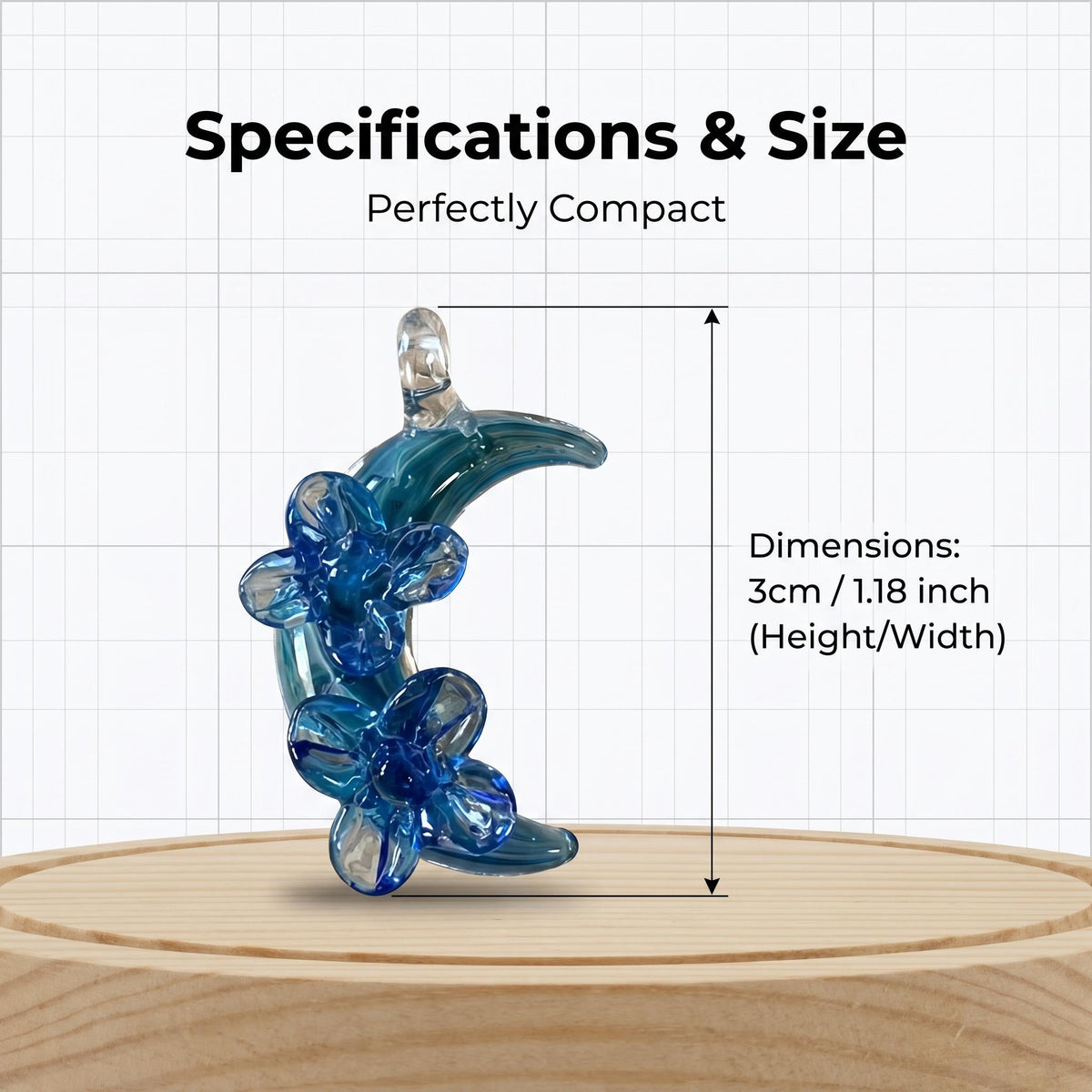 LuminaGlaze Hand-Blown Blue Moon art glass Pendant Necklace, Jewelry Accessory for Romantic Daily Wear – product image 3