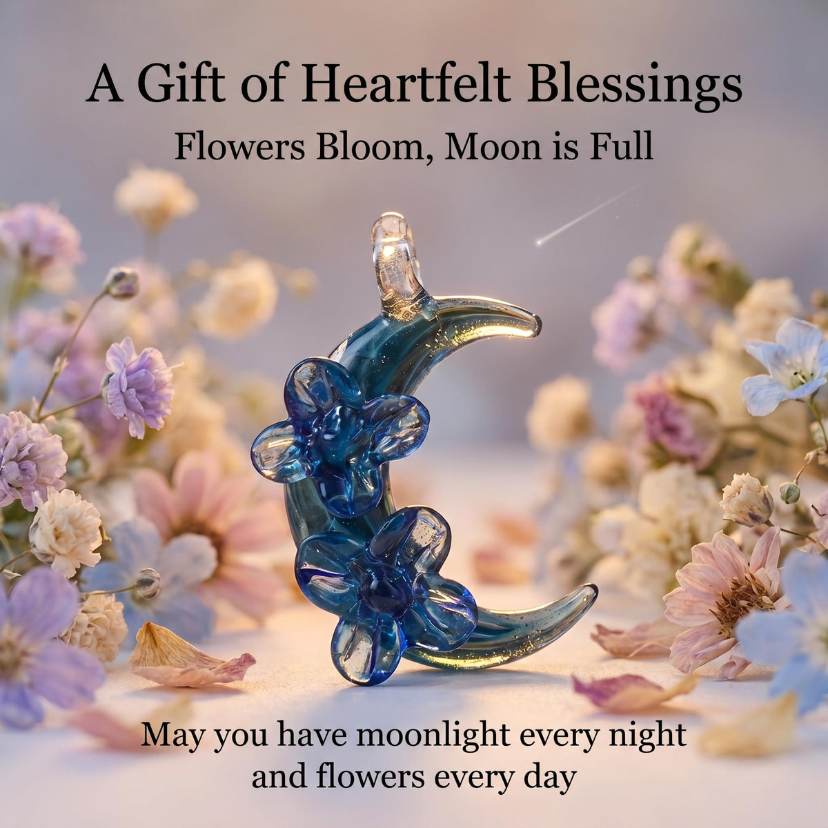 LuminaGlaze Hand-Blown Blue Moon art glass Pendant Necklace, Jewelry Accessory for Romantic Daily Wear – product image 6
