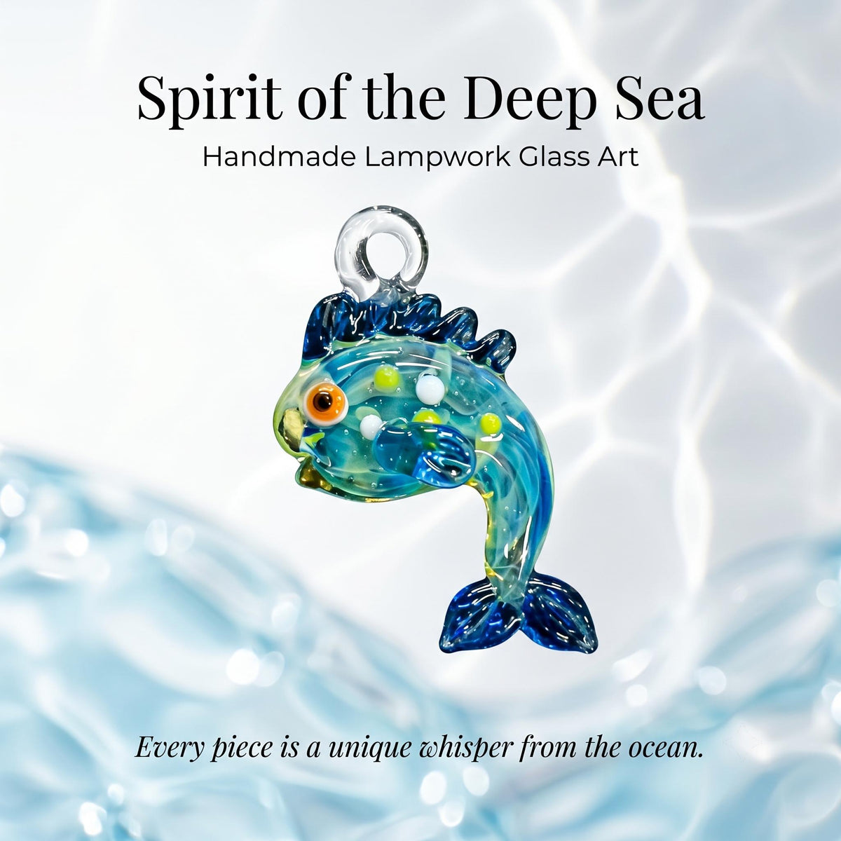 LuminaGlaze Handmade 3D Fish Crystal Glass Pendant, high-grade ocean-style ornament. Ideal for DIY necklaces, bracelets and – product image 1