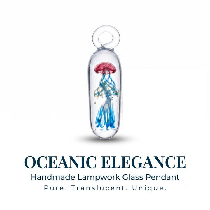 LuminaGlaze 1 Pcs Handmade Glass Jellyfish Capsule Pendant, Artisan Blown Glass Charm Without Cord, for DIY Necklace, Bracelet & – product image 1
