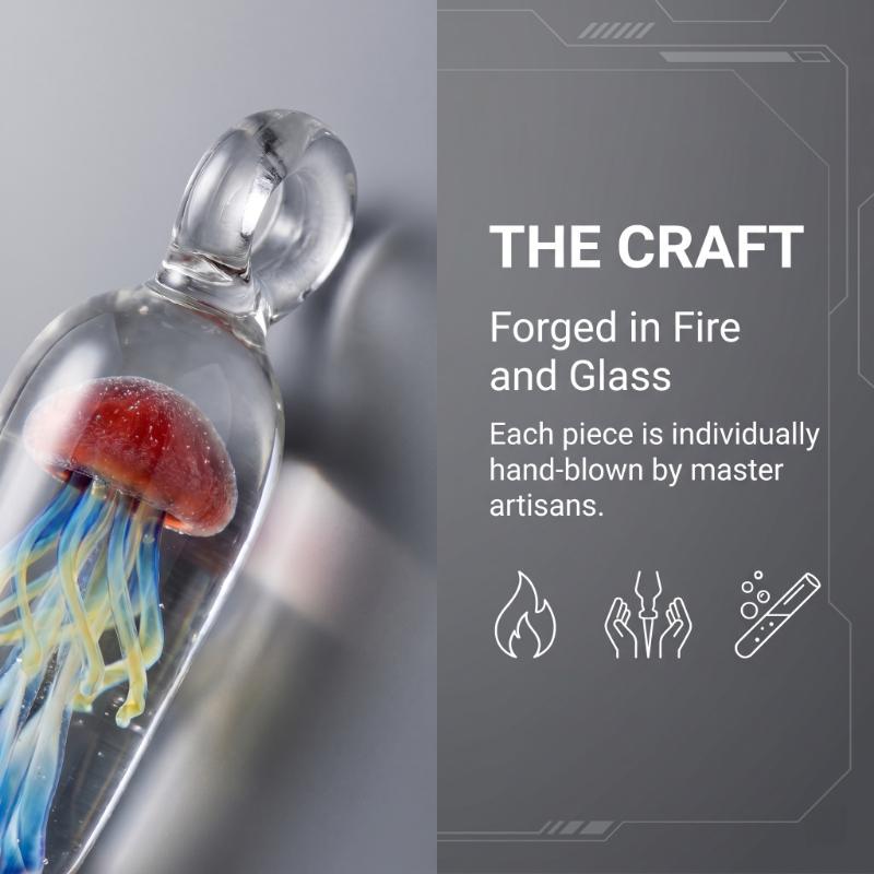 LuminaGlaze 1 Pcs Handmade Glass Jellyfish Capsule Pendant, Artisan Blown Glass Charm Without Cord, for DIY Necklace, Bracelet & – product image 6