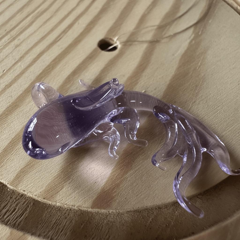 LuminaGlaze Handmade Purple Lucky Koi Glass Pendant, Crystal DIY Charm for Necklaces & Bracelets, Traditional Chinese Style – product image 2