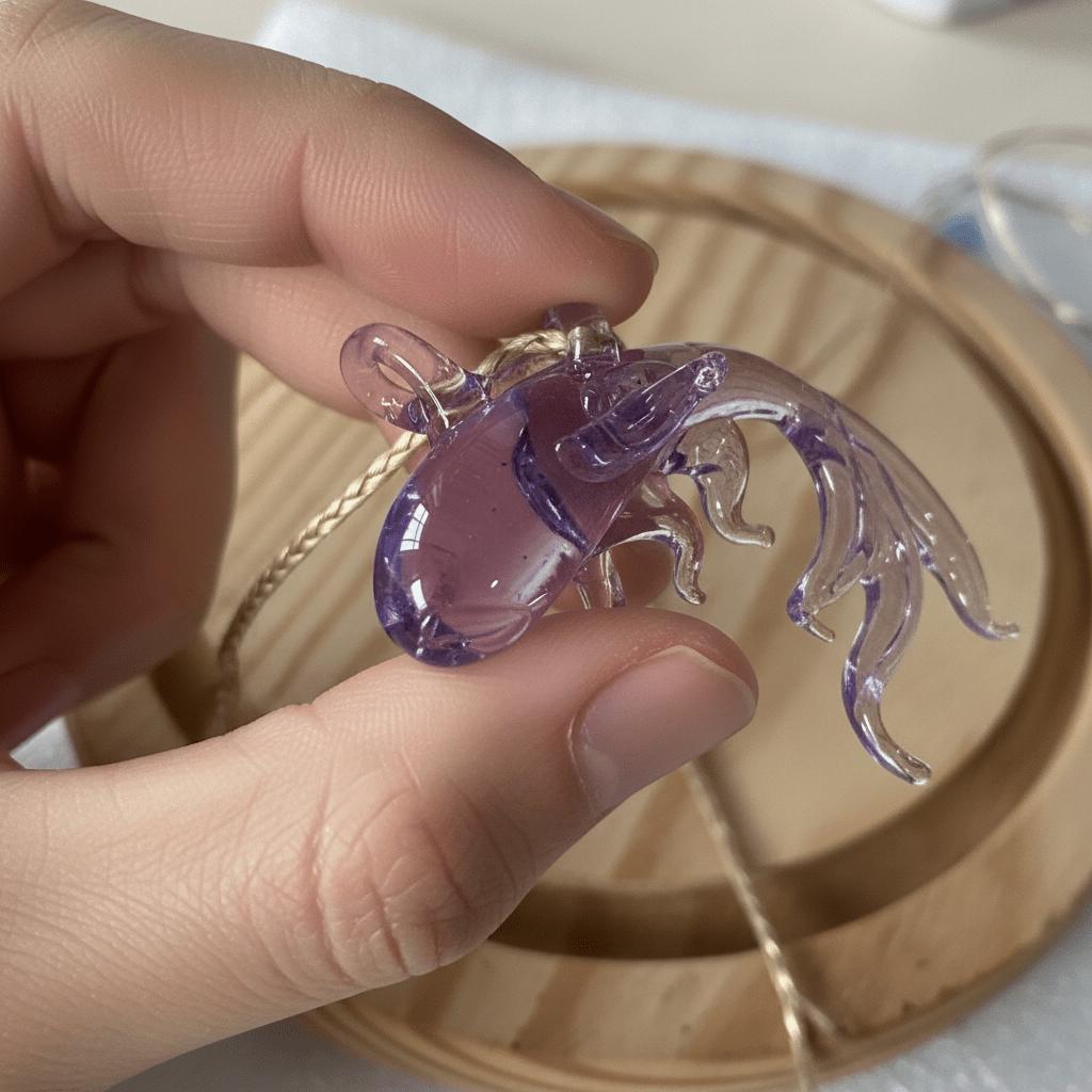 LuminaGlaze Handmade Purple Lucky Koi Glass Pendant, Crystal DIY Charm for Necklaces & Bracelets, Traditional Chinese Style – product image 3