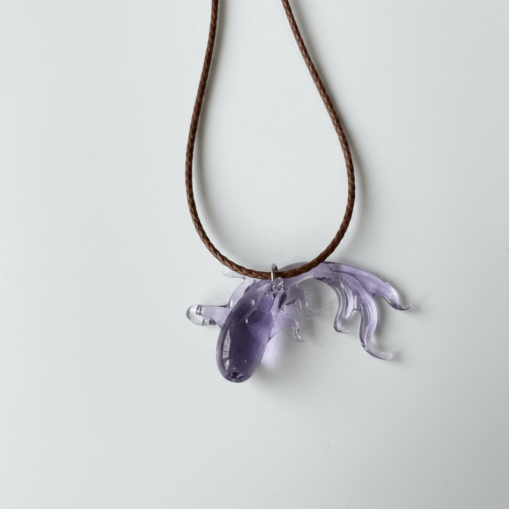 LuminaGlaze Handmade Purple Lucky Koi Glass Pendant, Crystal DIY Charm for Necklaces & Bracelets, Traditional Chinese Style – product image 7