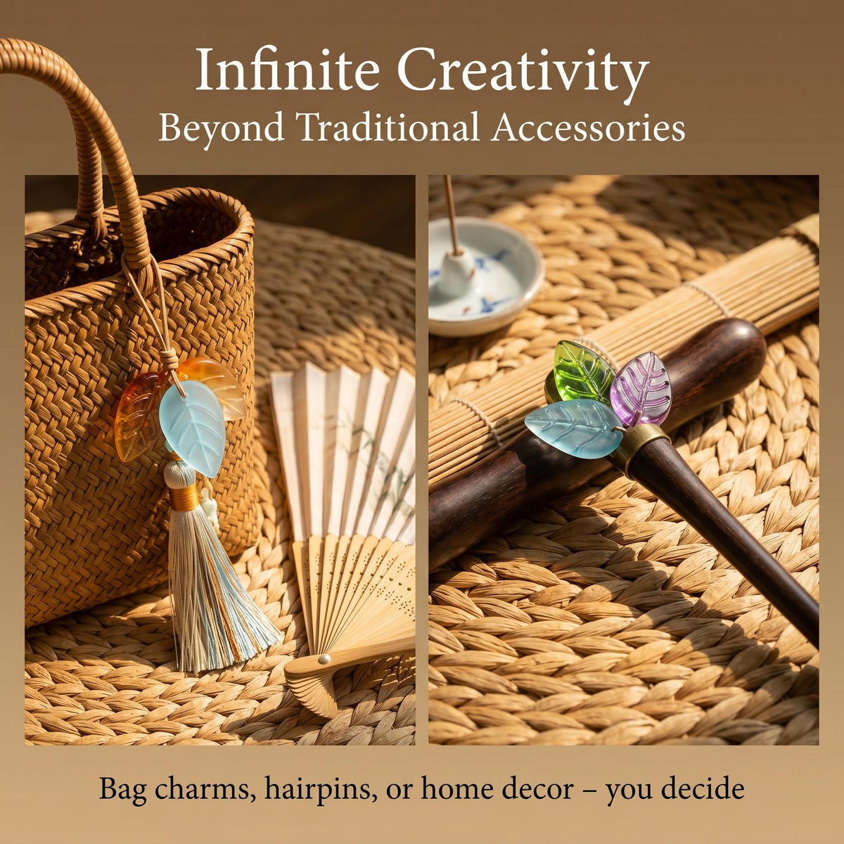 LuminaGlaze Handmade Glass Leaf Pendant - art glass Jewelry Charm for Jewelry Making, Summer Gifting & Everyday Styling – product image 2