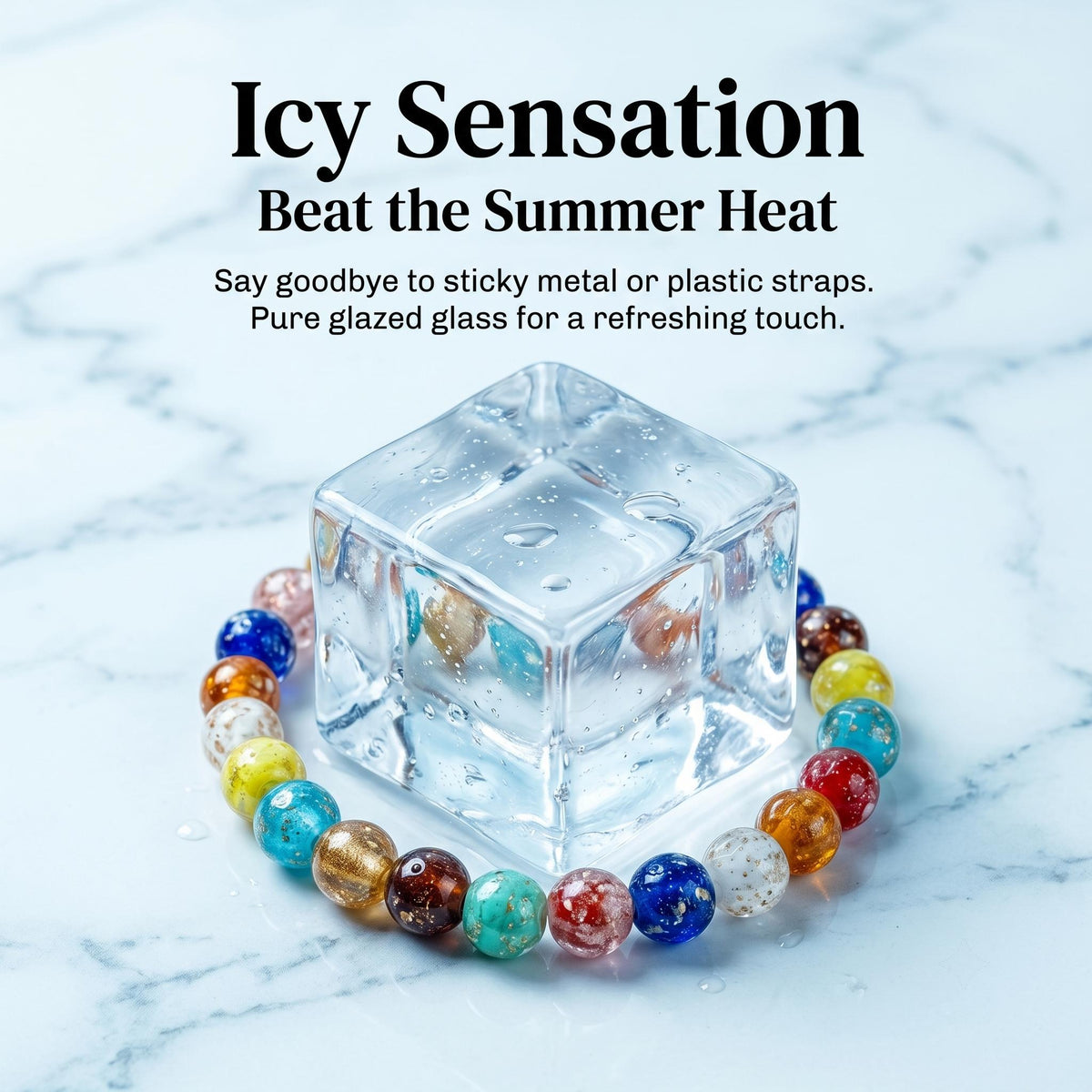 LuminaGlaze Handmade art glass Glass Bead Bracelet - Transparent Stylish Bangle, Daily Wear & Gifting Accessory – product image 2