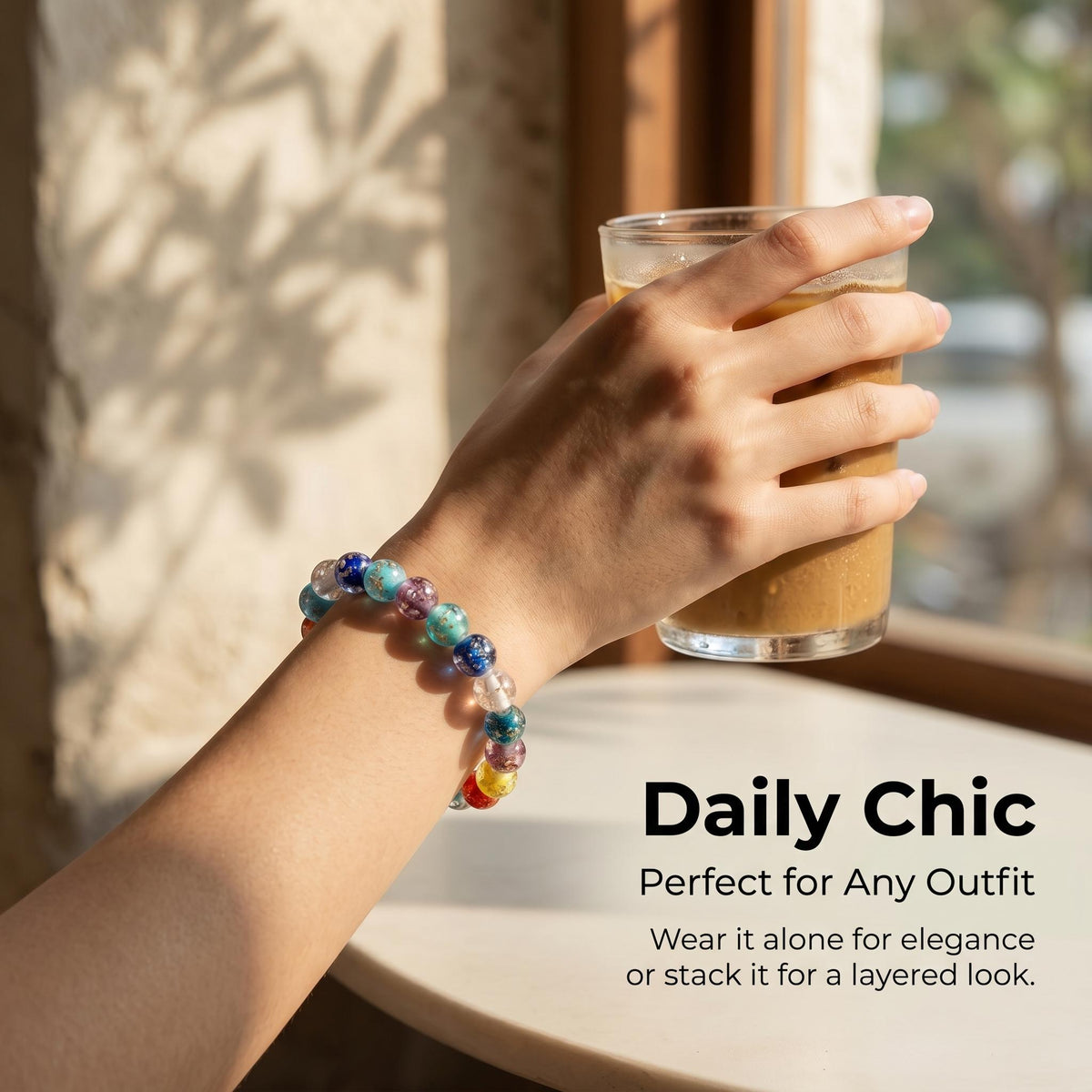 LuminaGlaze Handmade art glass Glass Bead Bracelet - Transparent Stylish Bangle, Daily Wear & Gifting Accessory – product image 5