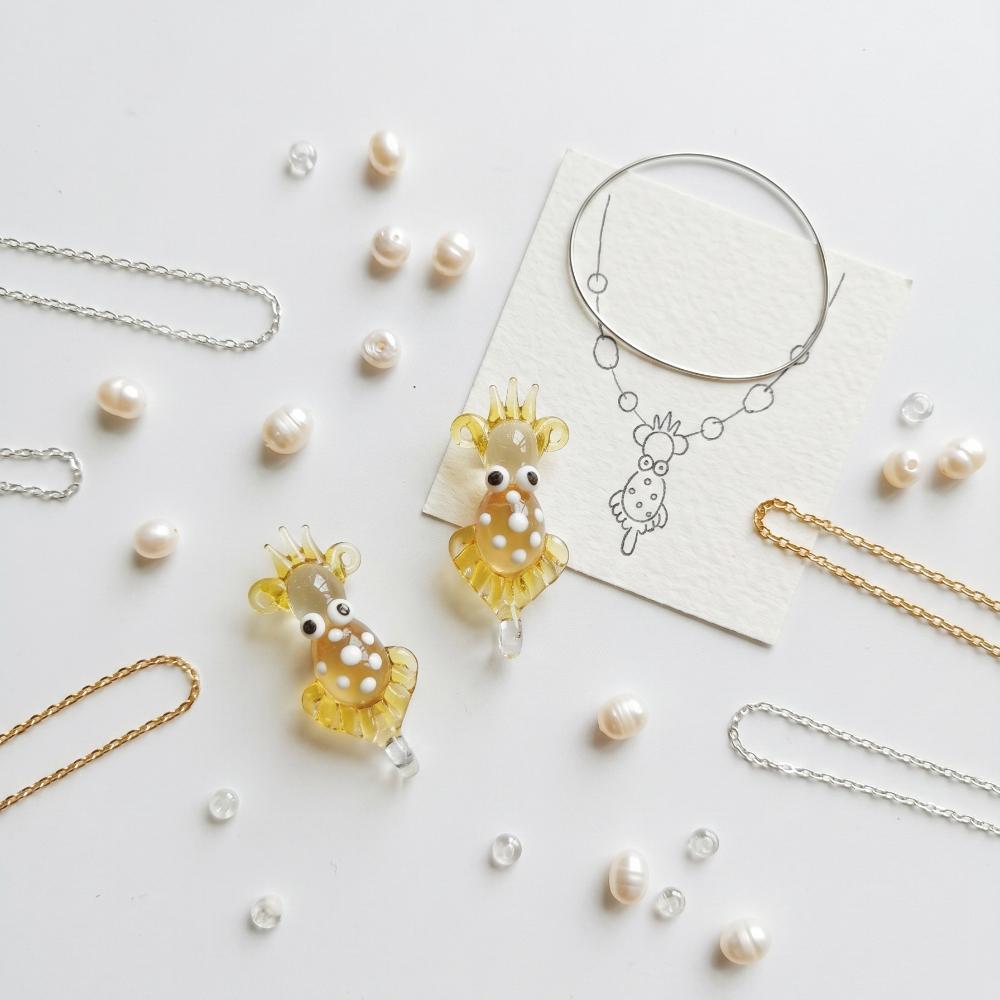 LuminaGlaze Handmade Translucent Yellow Glass Animal Pendant, Crystal DIY Accessory for Necklace & Bracelet (Cord Not Included) – product image 3