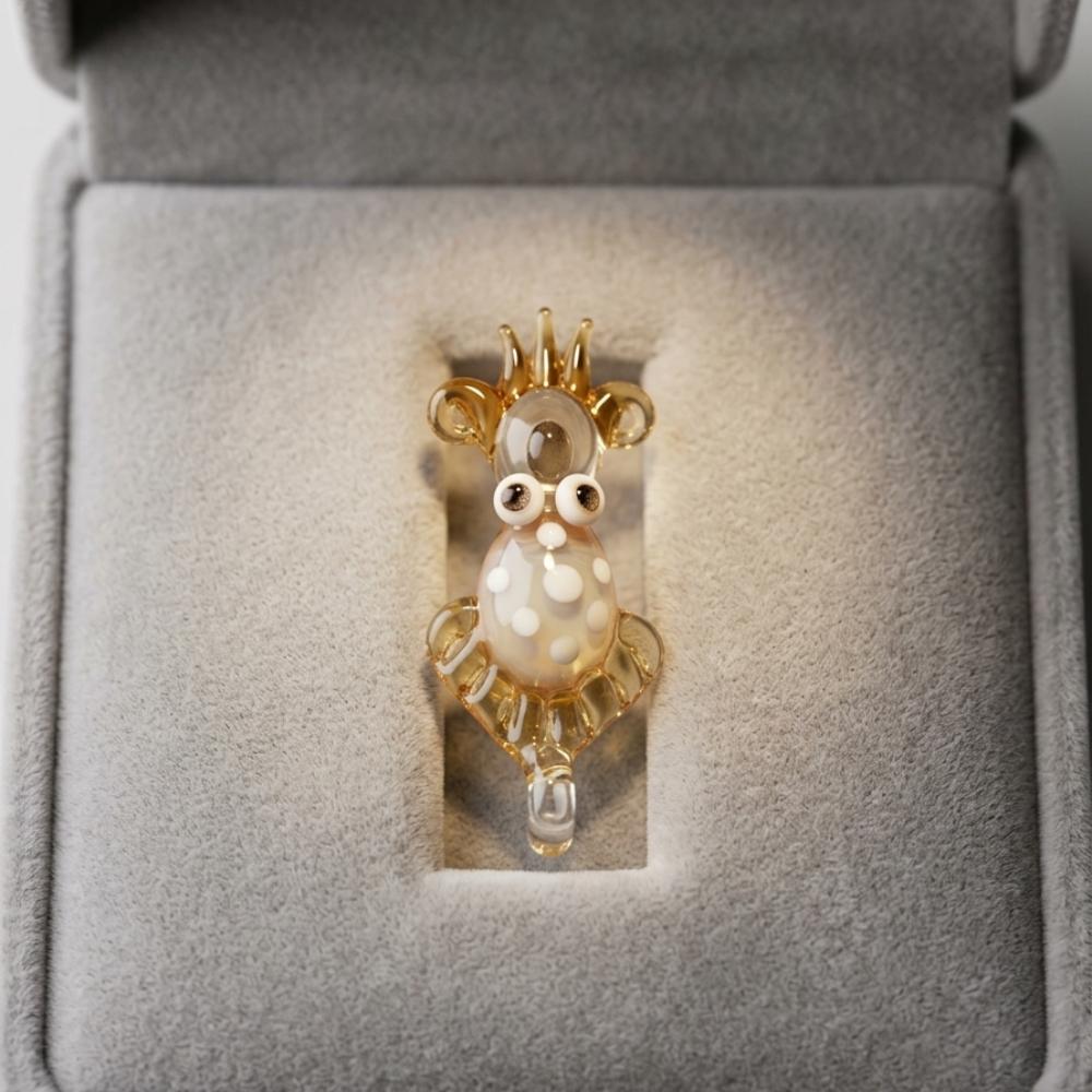 LuminaGlaze Handmade Translucent Yellow Glass Animal Pendant, Crystal DIY Accessory for Necklace & Bracelet (Cord Not Included) – product image 4