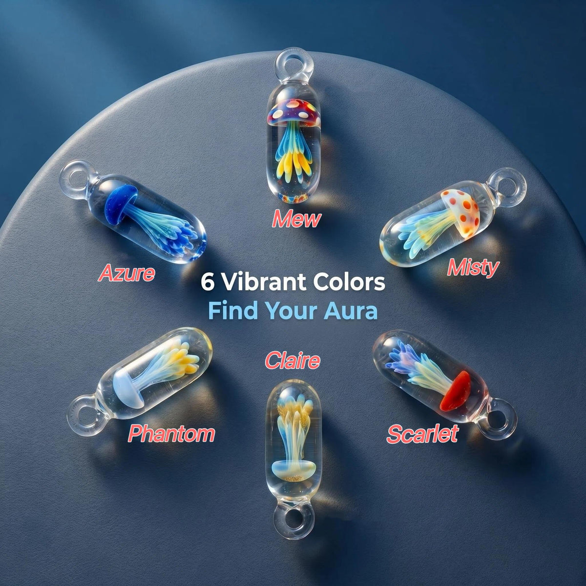 LuminaGlaze Hand Blown Glass Jellyfish Pendant Necklace – product image 2