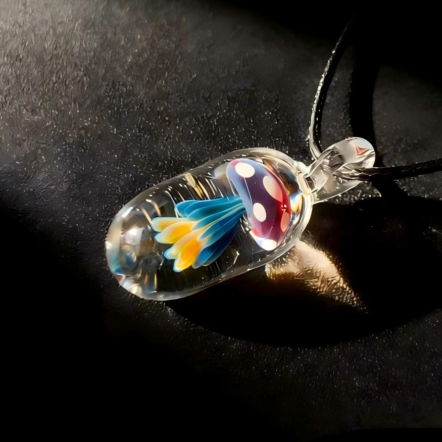 LuminaGlaze Hand Blown Glass Jellyfish Pendant Necklace – product image 8