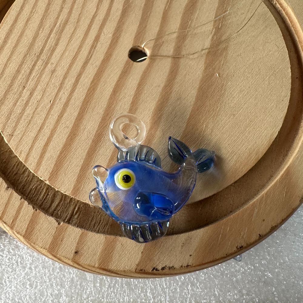 LuminaGlaze Handmade Transparent Blue Smiling Fish Glass Pendant, Ocean-style Crystal Charm for DIY Necklaces & Bracelets, – product image 9