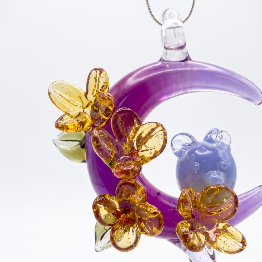 LuminaGlaze Exquisite Handmade Colorful Glass Flower Pendant, Art Crystal DIY Charm for Necklaces & Bracelets, Unique Elegant – product image 3