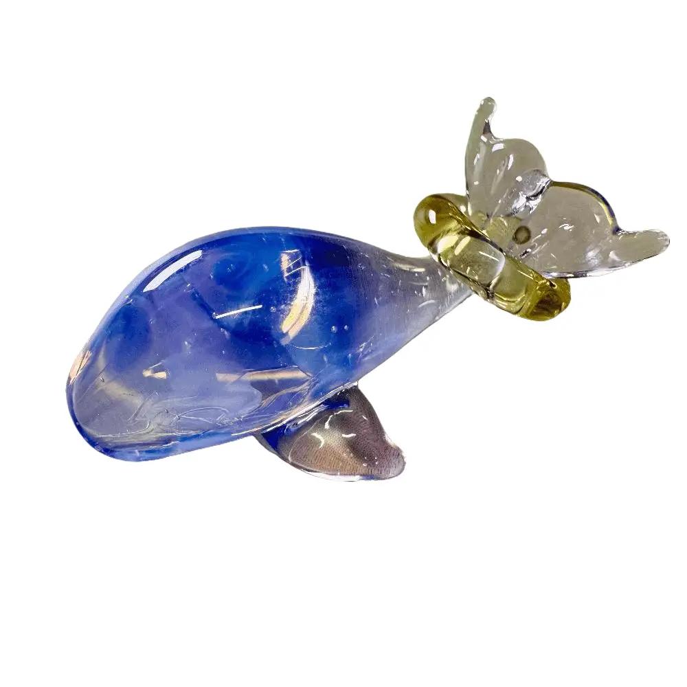 LuminaGlaze Blue Glass Whale Pendant with Transparent Fins & Yellow Accent Ring, Great for DIY Necklaces, Bracelets, Car and – product image 2