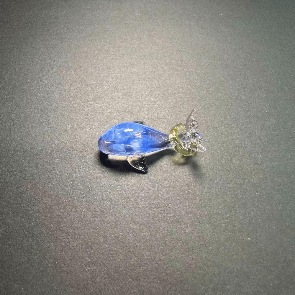 LuminaGlaze Blue Glass Whale Pendant with Transparent Fins & Yellow Accent Ring, Great for DIY Necklaces, Bracelets, Car and – product image 5