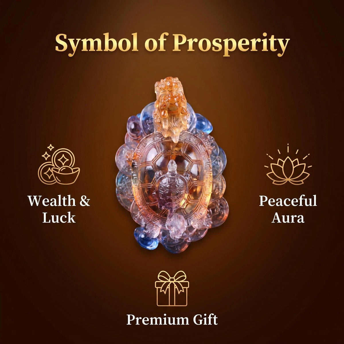 LuminaGlaze Hand Blown Liuli Dragon Turtle Statue - Colorful Gradient Art Glass, Traditional Chinese Feng Shui Guardian, Symbol – product image 7