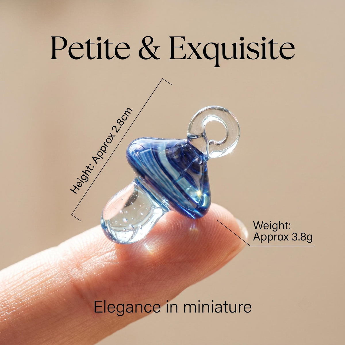 LuminaGlaze Handmade Lampwork Glass Mushroom Pendant - art glass Jewelry Making Accessory with Ocean Aesthetic – product image 2