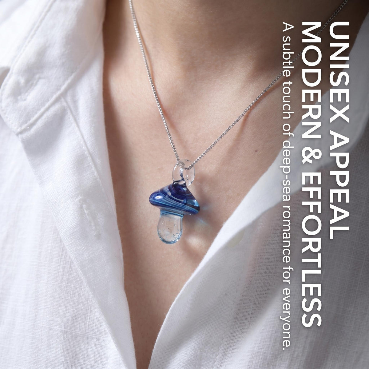 LuminaGlaze Handmade Lampwork Glass Mushroom Pendant - art glass Jewelry Making Accessory with Ocean Aesthetic – product image 6